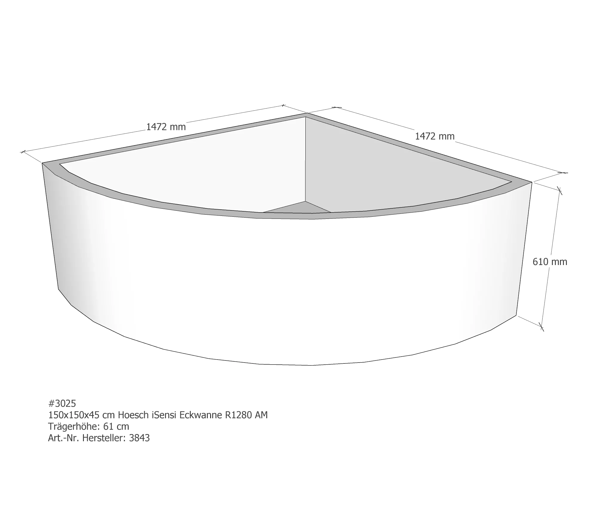 Badewannenträger für Hoesch iSensi 150 × 150 × 45 cm Badewannenträger für Hoesch iSensi 150 × 150 × 45 cm