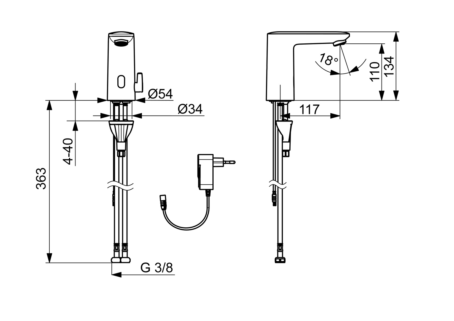 Hansa Waschtischarmatur, elektronisch „Electra“ Ausladung 117 mm in Chrom Hansa Waschtischarmatur, elektronisch „Electra“ Ausladung 117 mm in Chrom