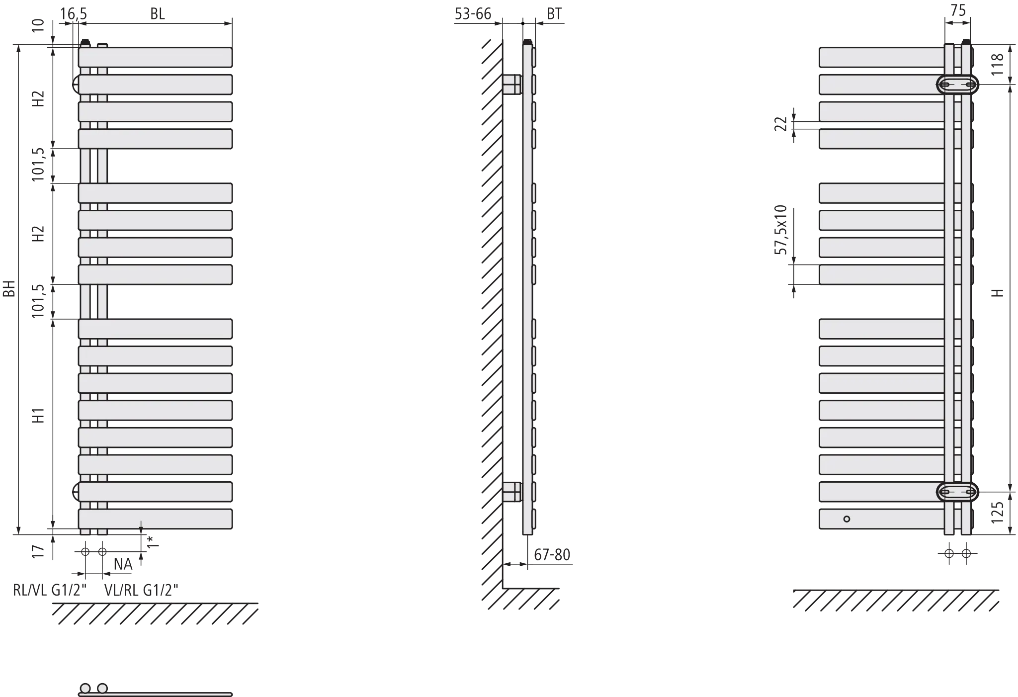 Kermi Design-Heizkörper „Credo® Half® flat“ 60 × 180 cm