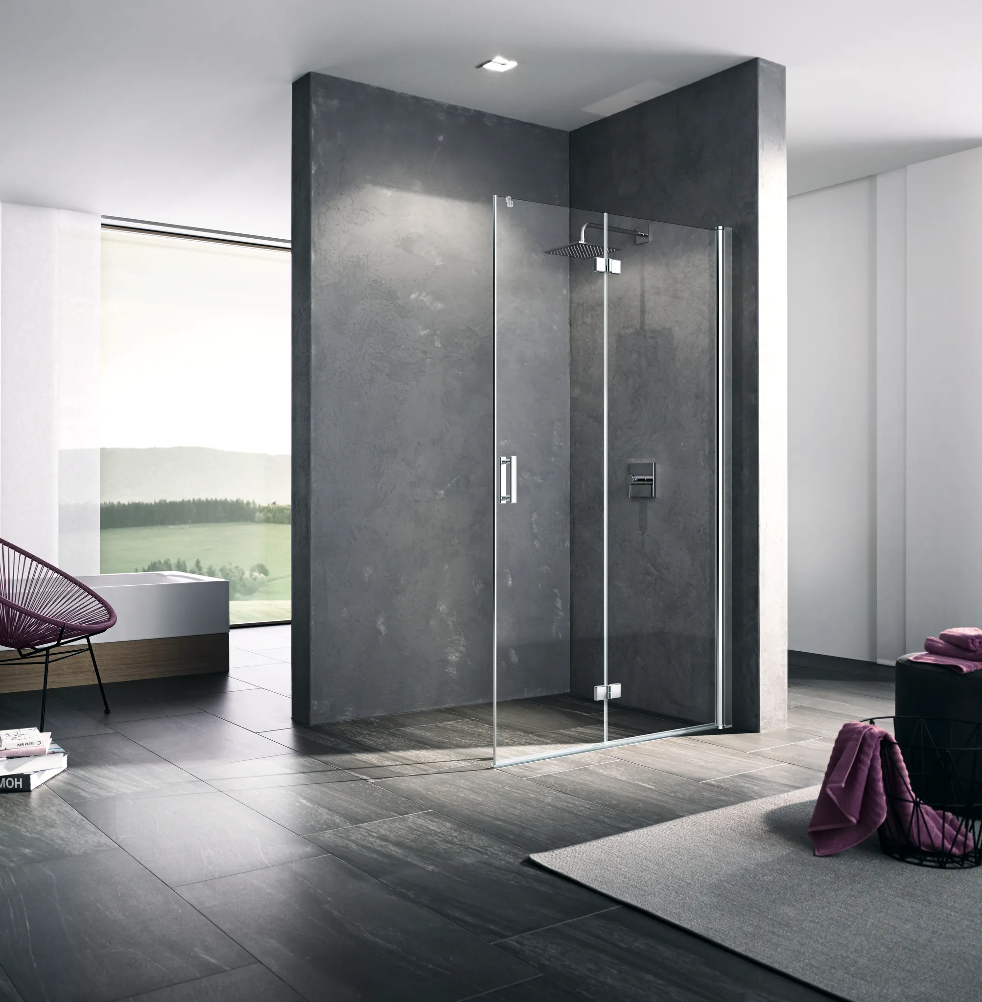 Kermi Duschdesign Walk-In-Duschkabine Pendel-Falt rechts „DIGA“ Glas SR Opaco, Profile Silber Hochglanz, BV: 880 - 900 mm WE: 890 - 910 mm H: 2000 mm Kermi Duschdesign Walk-In-Duschkabine Pendel-Falt rechts „DIGA“ Glas SR Opaco, Profile Silber Hochglanz, BV: 880 - 900 mm WE: 890 - 910 mm H: 2000 mm