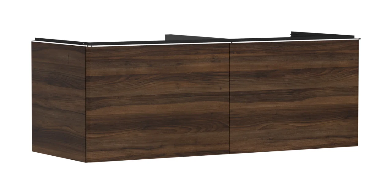 Hansgrohe Xelu Q Waschtischunterschrank Nussbaum Dunkel, 1360x540 mm, 2 Schubkästen, verchromte Griffe, SoftClose, vormontiert