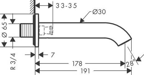 Wanneneinlauf Axor Uno gebogen chrom