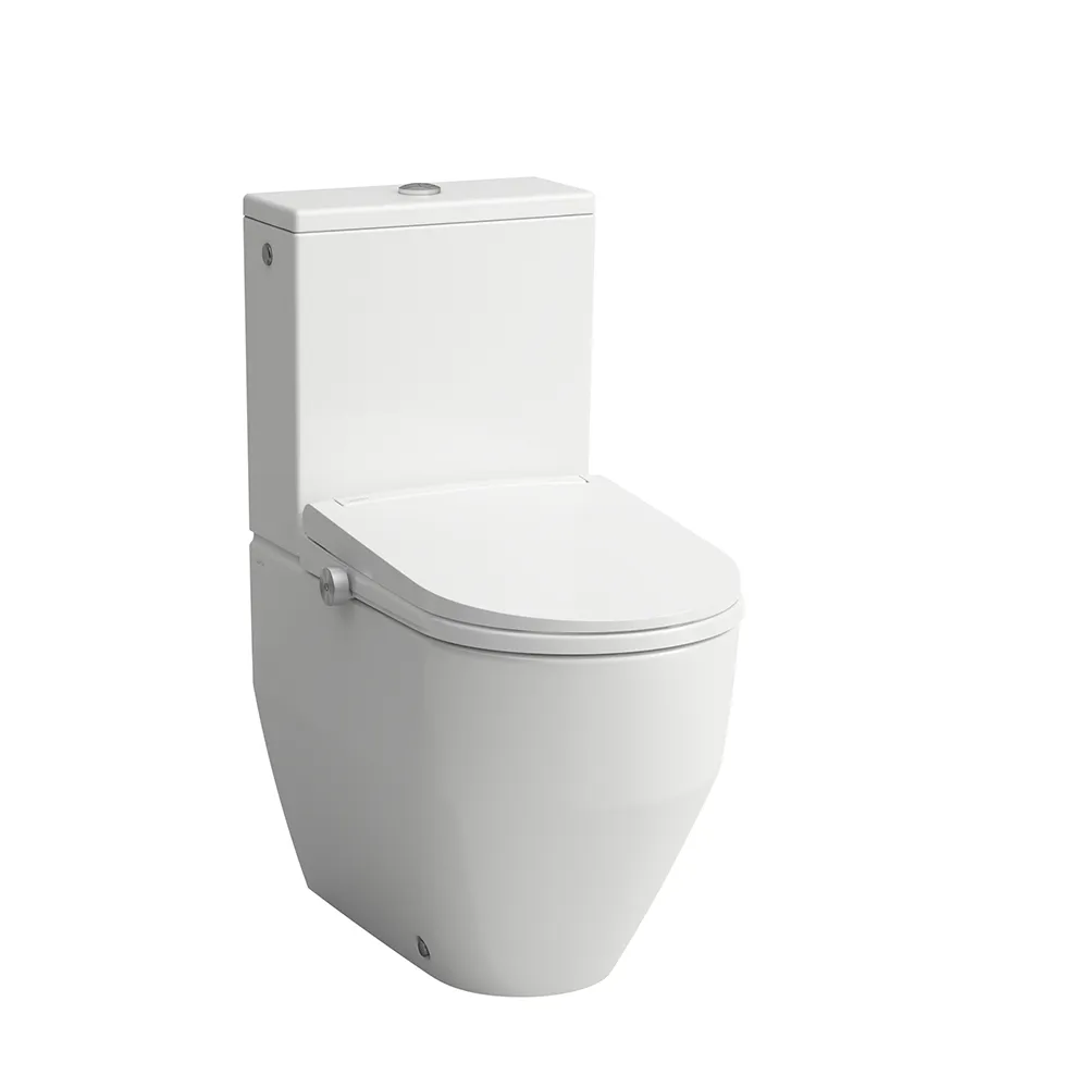 CLEANET PRO LITE Spülrandlose Stand-WC-Kombination, Abgang waagrecht oder senkrecht Tiefspüler für 4,5/3l-Spülung mit Dusch-WC Aufsatz mit Fernbedeinung, Fön & Sitzheizung, weiß