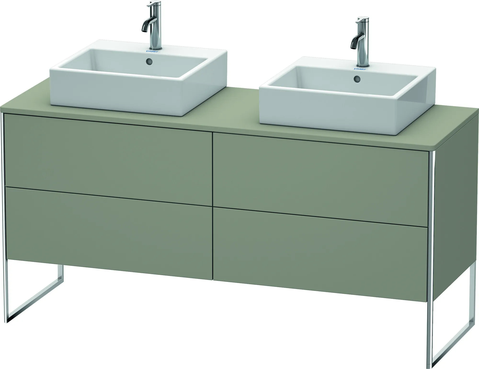 Duravit Waschtischunterschrank bodenstehend „XSquare“ 160 × 77,8 × 54,8 cm Steingrau Seidenmatt
