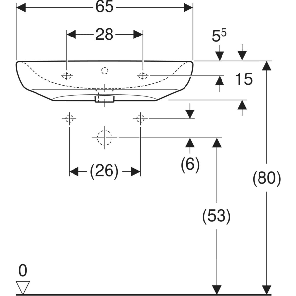 Wandwaschtisch „Renova Comfort“, rechteckig 65 × 55 cm in weiß alpin Wandwaschtisch „Renova Comfort“, rechteckig 65 × 55 cm in weiß alpin