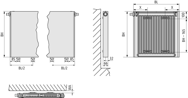 Kermi Design-Heizkörper „Leveo®“ 61 × 61,2 cm in Weiß