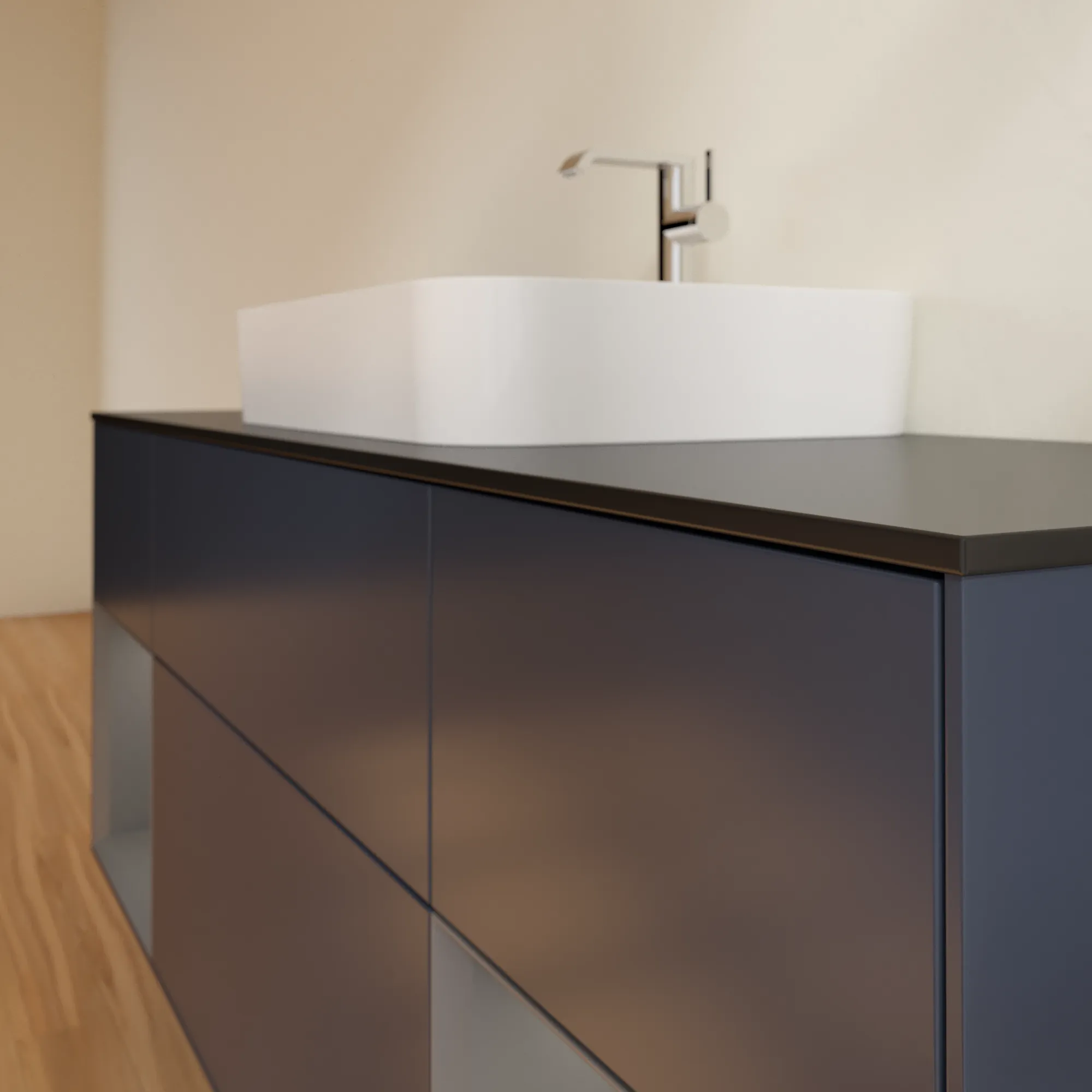 Villeroy & Boch Waschtischunterschrank „Finion“ für Schrankwaschtisch 1600 × 603 × 501 mm Midnight Blue Matt Lacquer, für Becken mittig