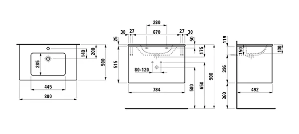 Laufen Badmöbelset inkl. Waschtisch „PRO S“ 800 × 500 × 540 mm Laufen Badmöbelset inkl. Waschtisch „PRO S“ 800 × 500 × 540 mm
