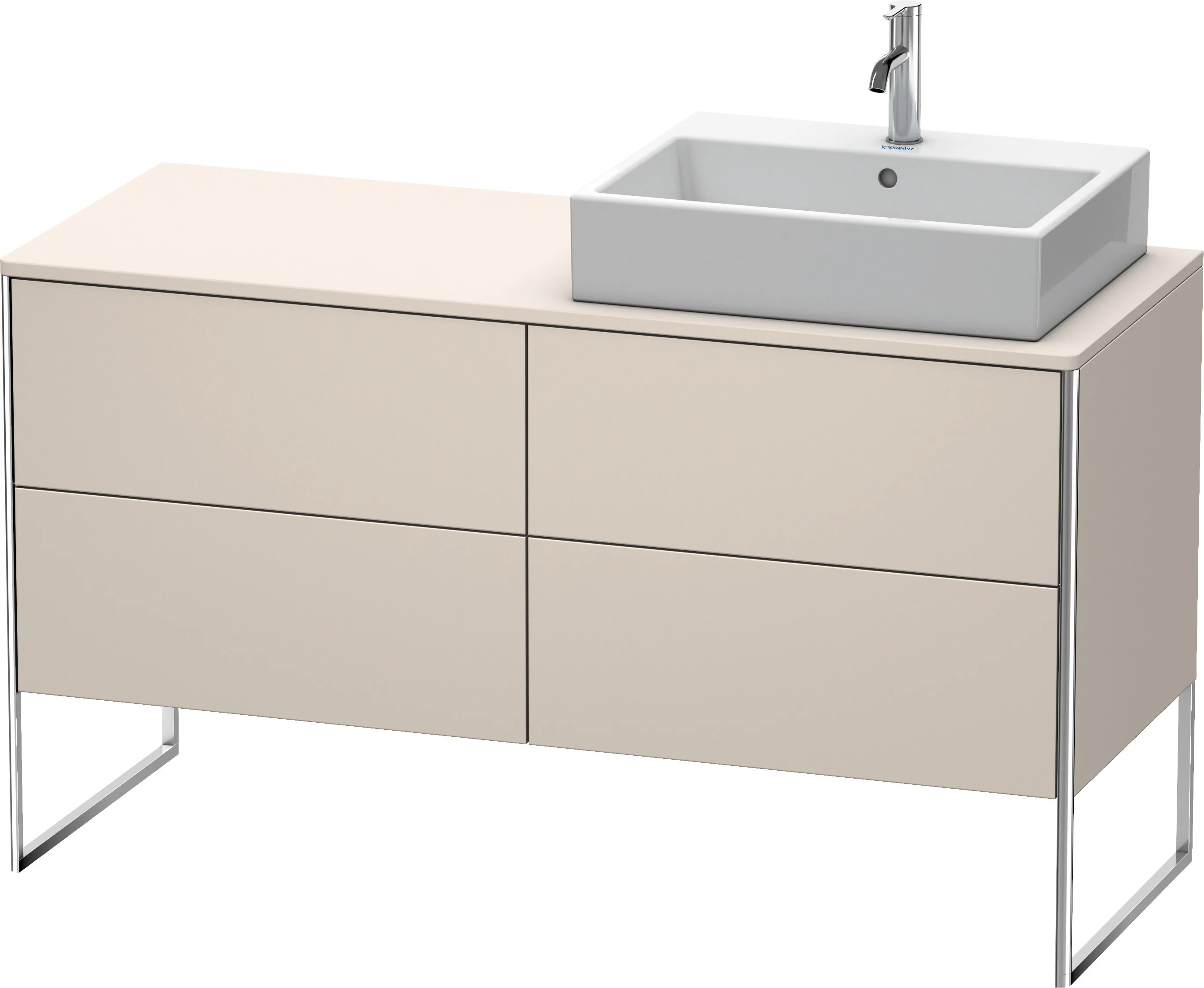 Duravit Waschtischunterschrank bodenstehend „XSquare“ 140 × 77,8 × 54,8 cm Taupe Supermatt