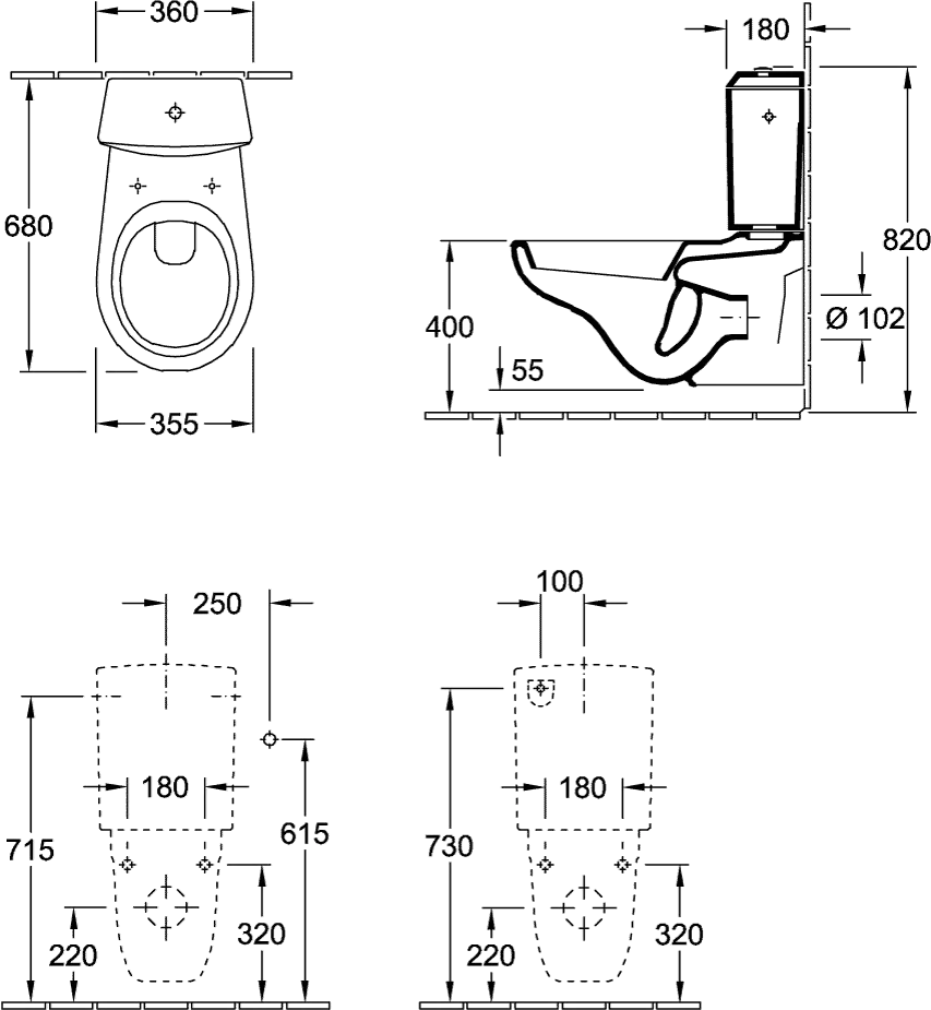 Wand-Tiefspül-WC für Kombination mit Spülkasten „O.novo“ 35,5 × 39,6 × 68 cm in Weiß Alpin Wand-Tiefspül-WC für Kombination mit Spülkasten „O.novo“ 35,5 × 39,6 × 68 cm in Weiß Alpin