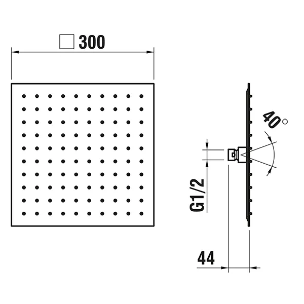 Laufen QUADRIGA Kopfbrause 300 x 300mm, Edelstahl, Ohne Brausenarm, RubiClean Selbstreinigender Strahlformer Laufen QUADRIGA Kopfbrause 300 x 300mm, Edelstahl, Ohne Brausenarm, RubiClean Selbstreinigender Strahlformer