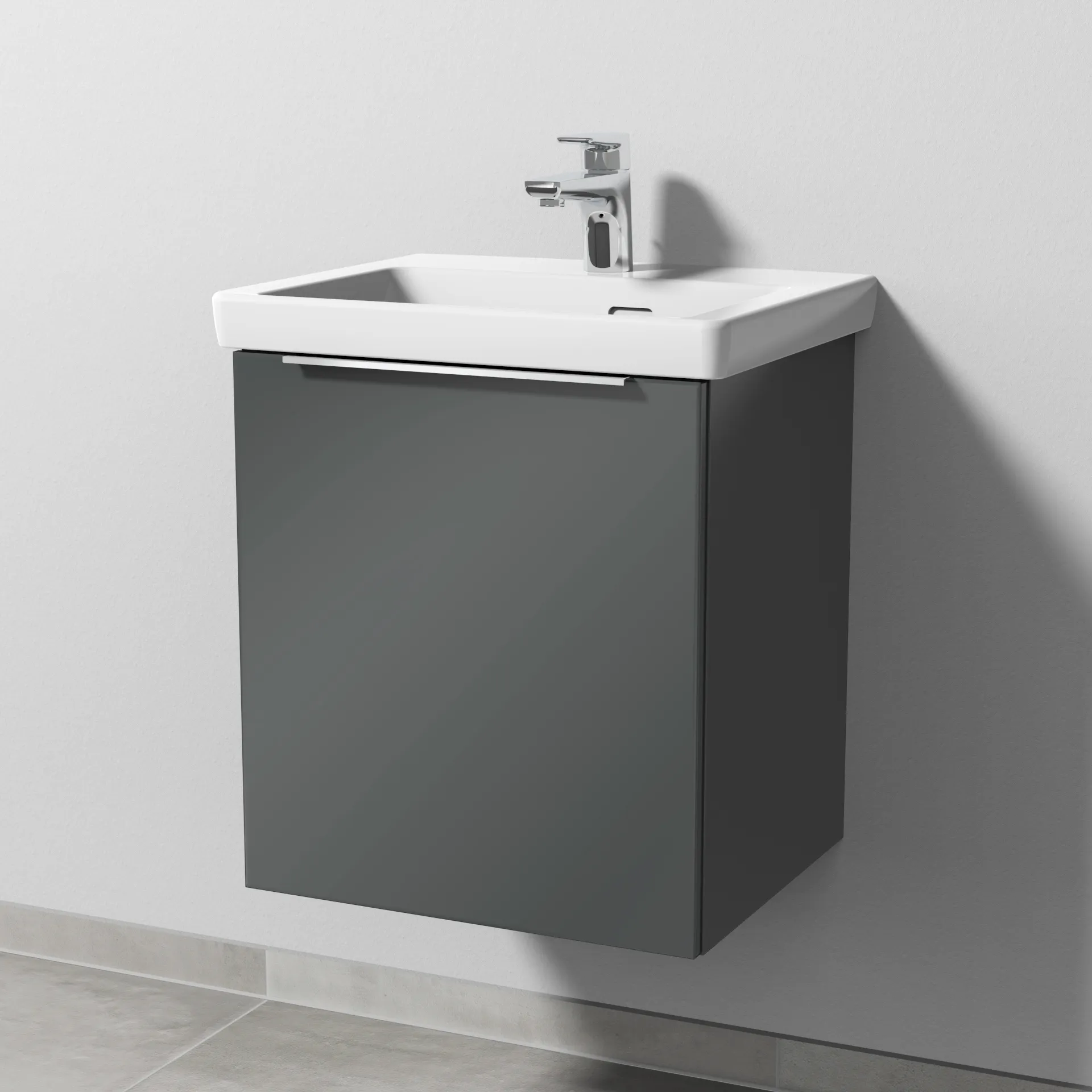 Sanipa Waschtischunterschrank „3way“ 457 × 517 × 391 mm in Anthrazit (glanz), Anschlag links