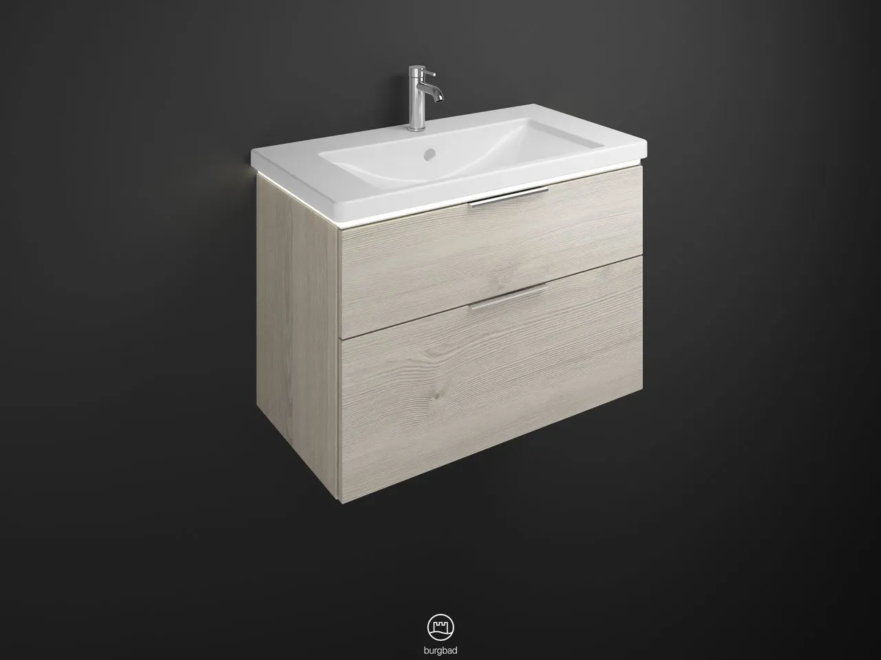 burgbad Badmöbelset Keramik-Waschtisch inkl. Waschtischunterschrank „Eqio“ 93 × 66,5 × 49 cm Griff, Chrom (230 mm), in Grau Hochglanz burgbad Badmöbelset Keramik-Waschtisch inkl. Waschtischunterschrank „Eqio“ 93 × 66,5 × 49 cm Griff, Chrom (230 mm), in Grau Hochglanz