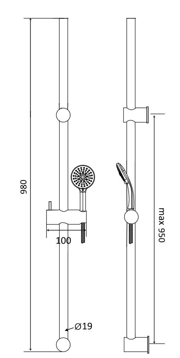Brauseset AqvaBasic III - Handbrause 3-strahlig, easyclean - Wandstange 950 × ⌀19mm - oberer Halter höhenverstellbar - Konusgleiter - Kunststoff-Brauseschlauch 1600 mm × 1/2″ × 1/2″ Konus - chrom Brauseset AqvaBasic III - Handbrause 3-strahlig, easyclean - Wandstange 950 × ⌀19mm - oberer Halter höhenverstellbar - Konusgleiter - Kunststoff-Brauseschlauch 1600 mm × 1/2″ × 1/2″ Konus - chrom