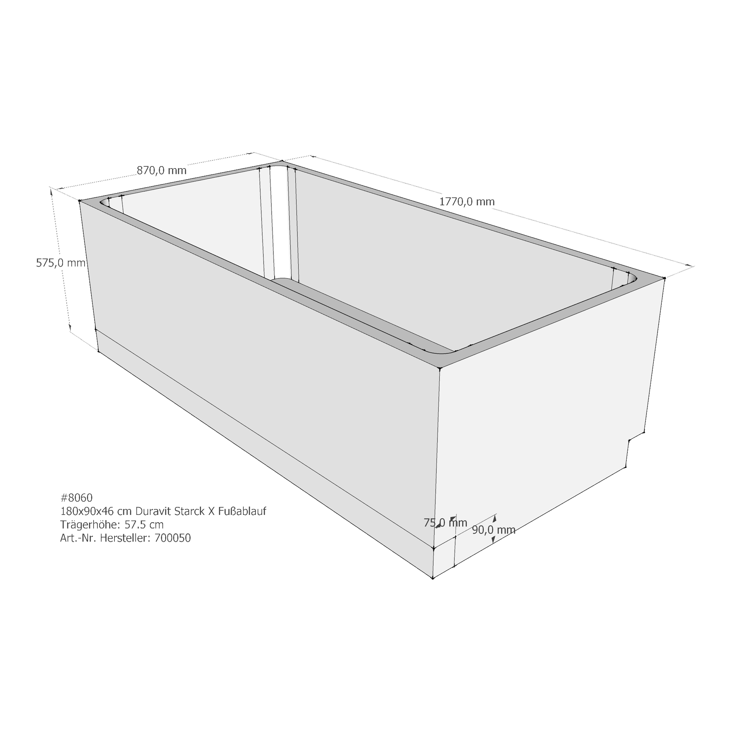 Badewannenträger für Duravit Starck X 180 × 90 × 46 cm Badewannenträger für Duravit Starck X 180 × 90 × 46 cm