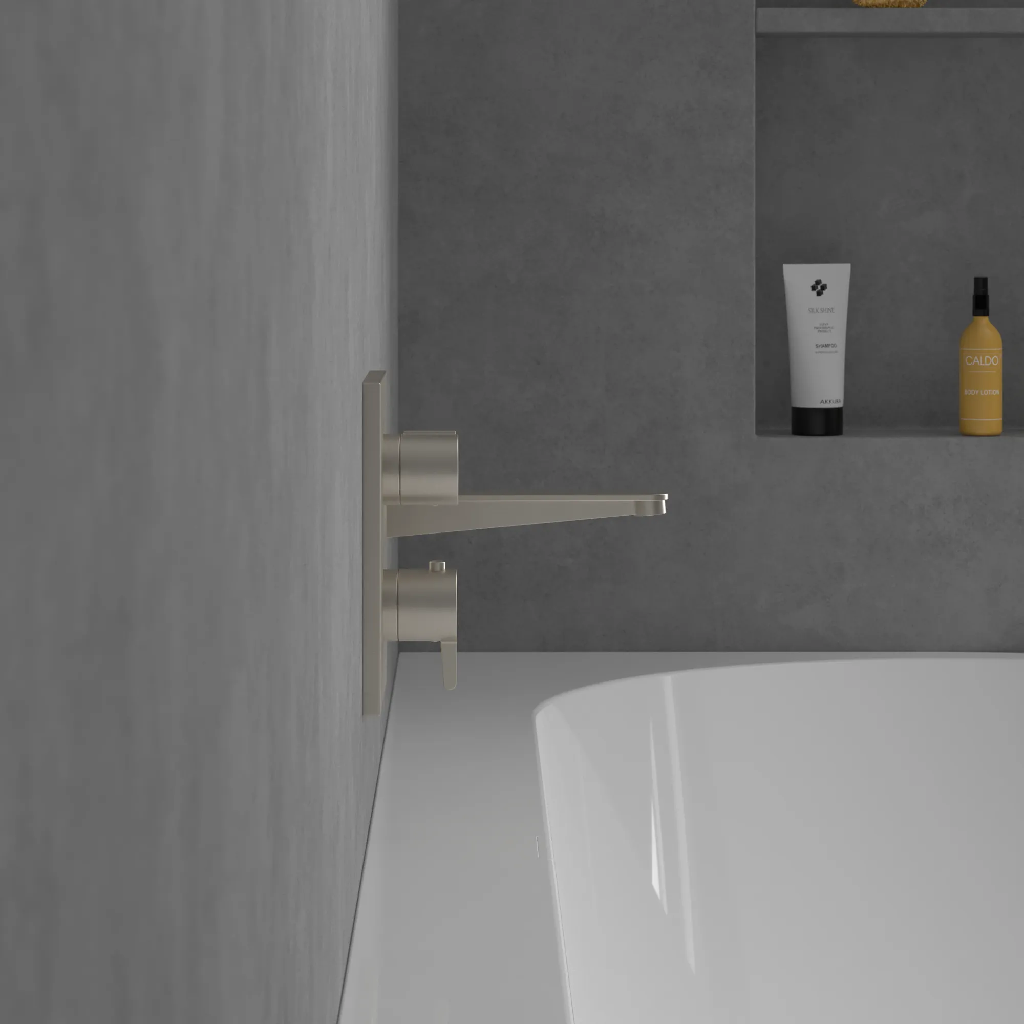 Zweihand-Unterputz-Armatur „Conum“ 12,4 cm in Brushed Nickel Matt Zweihand-Unterputz-Armatur „Conum“ 12,4 cm in Brushed Nickel Matt