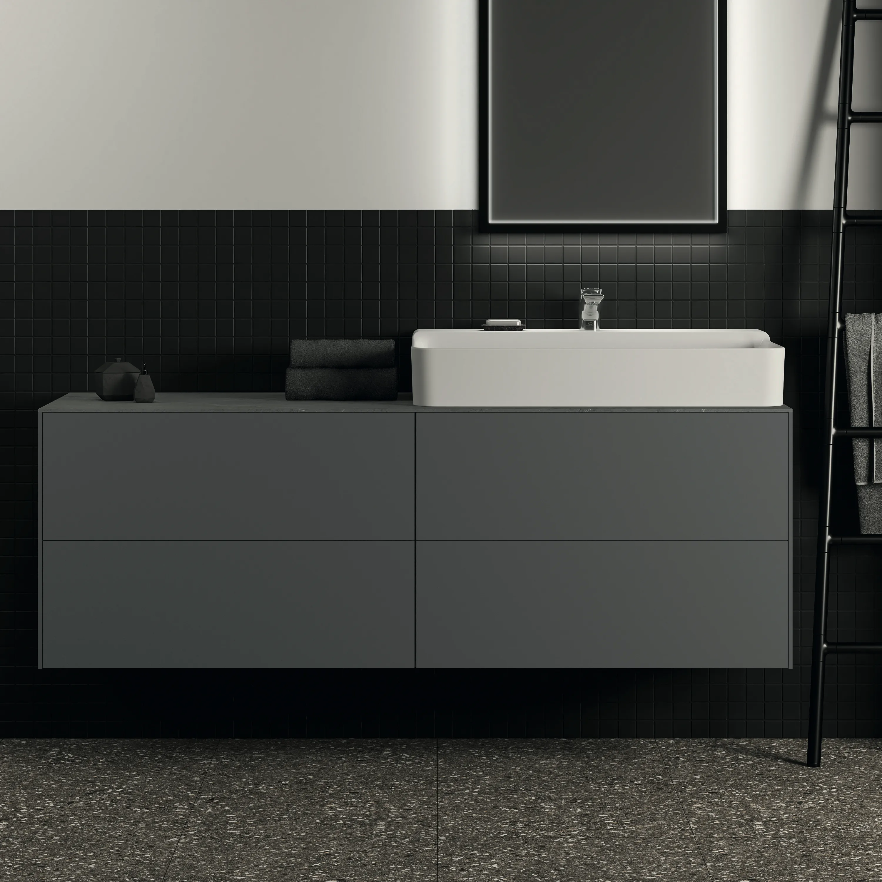 Ideal Standard Waschtischunterschrank Conca, 4 Auszüge, anthrazit