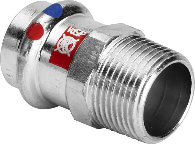 „Prestabo“ Fitting mit 2 Anschlüssen unlegiert, verzinkt 22 mm × 3/4″ VdS-Zulassung „Prestabo“ Fitting mit 2 Anschlüssen unlegiert, verzinkt 22 mm × 3/4″ VdS-Zulassung