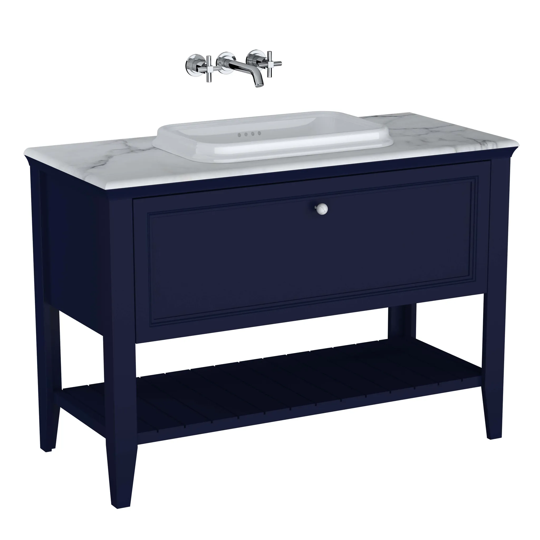 Valarte Set 118 cm Einbauwaschtisch + Waschtischunterschrank 1 Lade Stahlblau (Lack) Valarte Set 118 cm Einbauwaschtisch + Waschtischunterschrank 1 Lade Stahlblau (Lack)