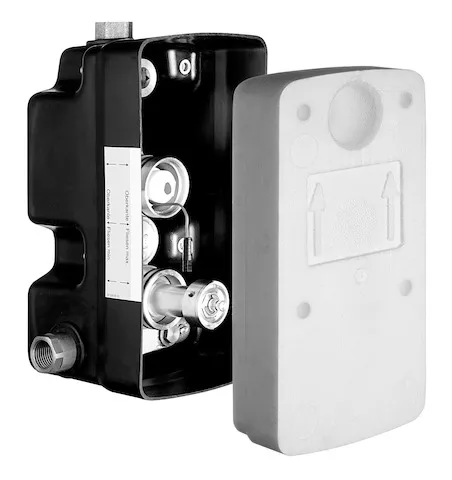 Unterputz-Masterbox WBD-E-T, Mischwasser, Thermostat, Masterbox, 2 Vorfilter, 2 RFV, 2x G 1/2 IG, G 1/2 IG, B 125 mm x H 246 mm x T 158 mm
