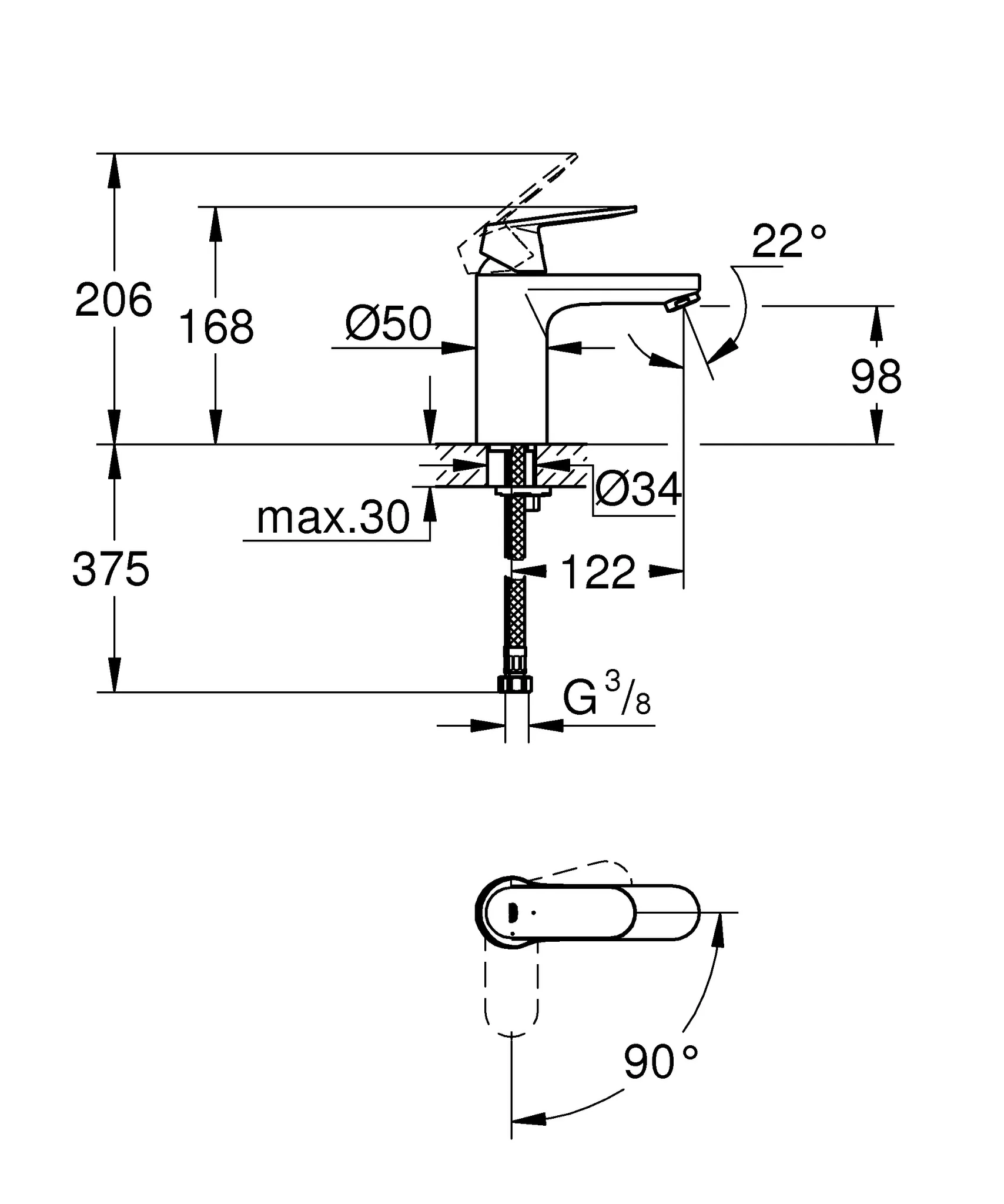 Einhand-Waschtischbatterie Eurosmart Cosmopolitan 23398, M-Size, Einlochmontage, glatter Körper, Energie-Spar-Funktion Mittelstellung kalt, chrom Einhand-Waschtischbatterie Eurosmart Cosmopolitan 23398, M-Size, Einlochmontage, glatter Körper, Energie-Spar-Funktion Mittelstellung kalt, chrom