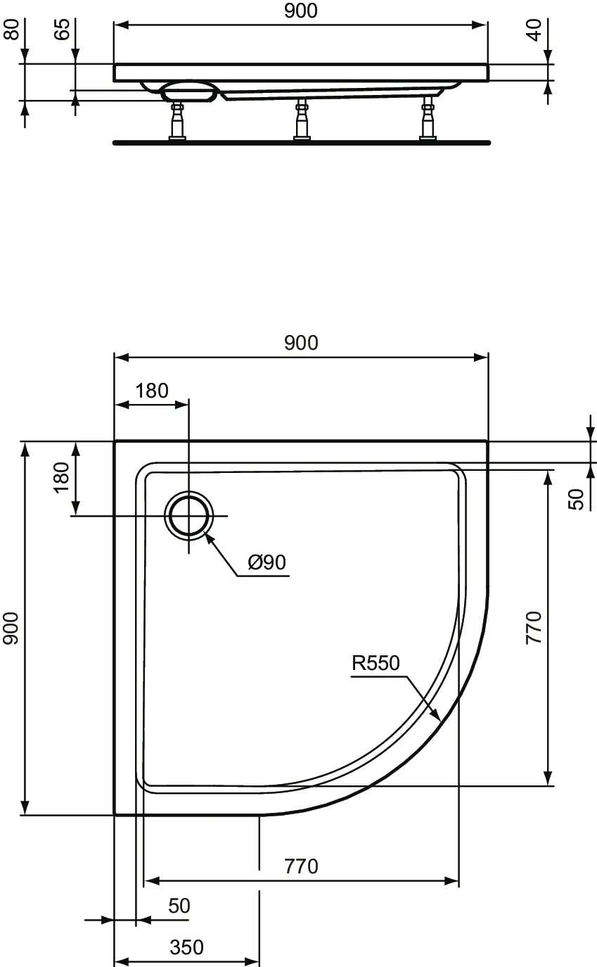 Ideal Standard Duschwanne „HotlineNeu“ 90 × 90 cm Ideal Standard Duschwanne „HotlineNeu“ 90 × 90 cm