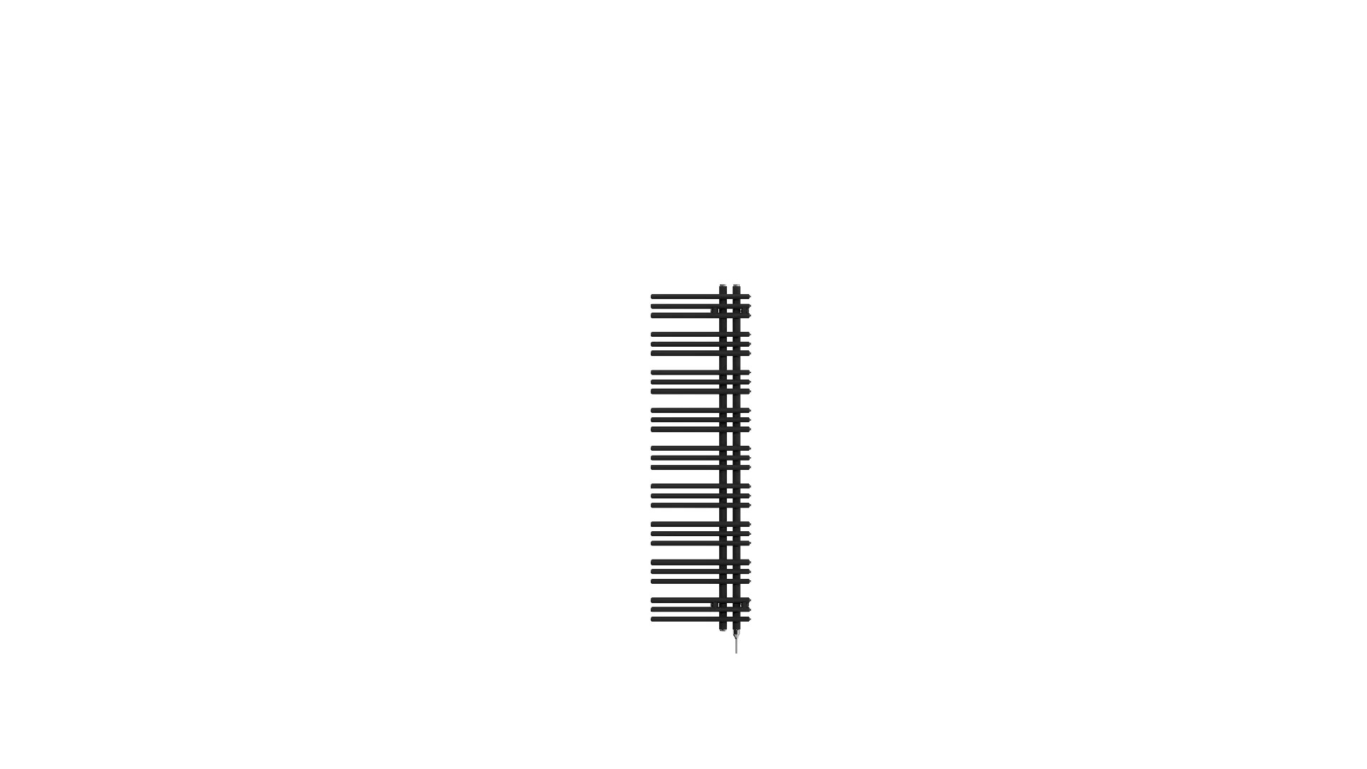 Zehnder Design-Handtuchwärmer „Yucca Asym“ mit Heizstab IHE 37,8 × 135,4 cm in Jet Black (RAL 9005, glänzend)