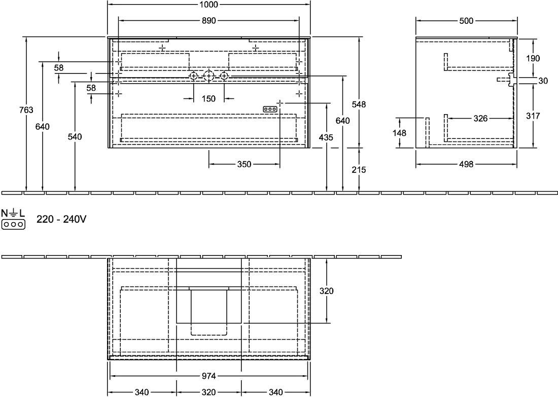 Villeroy & Boch Waschtischunterschrank „Collaro“ 1000 × 548 × 500 mm Taupe, mit Beleuchtung, für Becken mittig Villeroy & Boch Waschtischunterschrank „Collaro“ 1000 × 548 × 500 mm Taupe, mit Beleuchtung, für Becken mittig