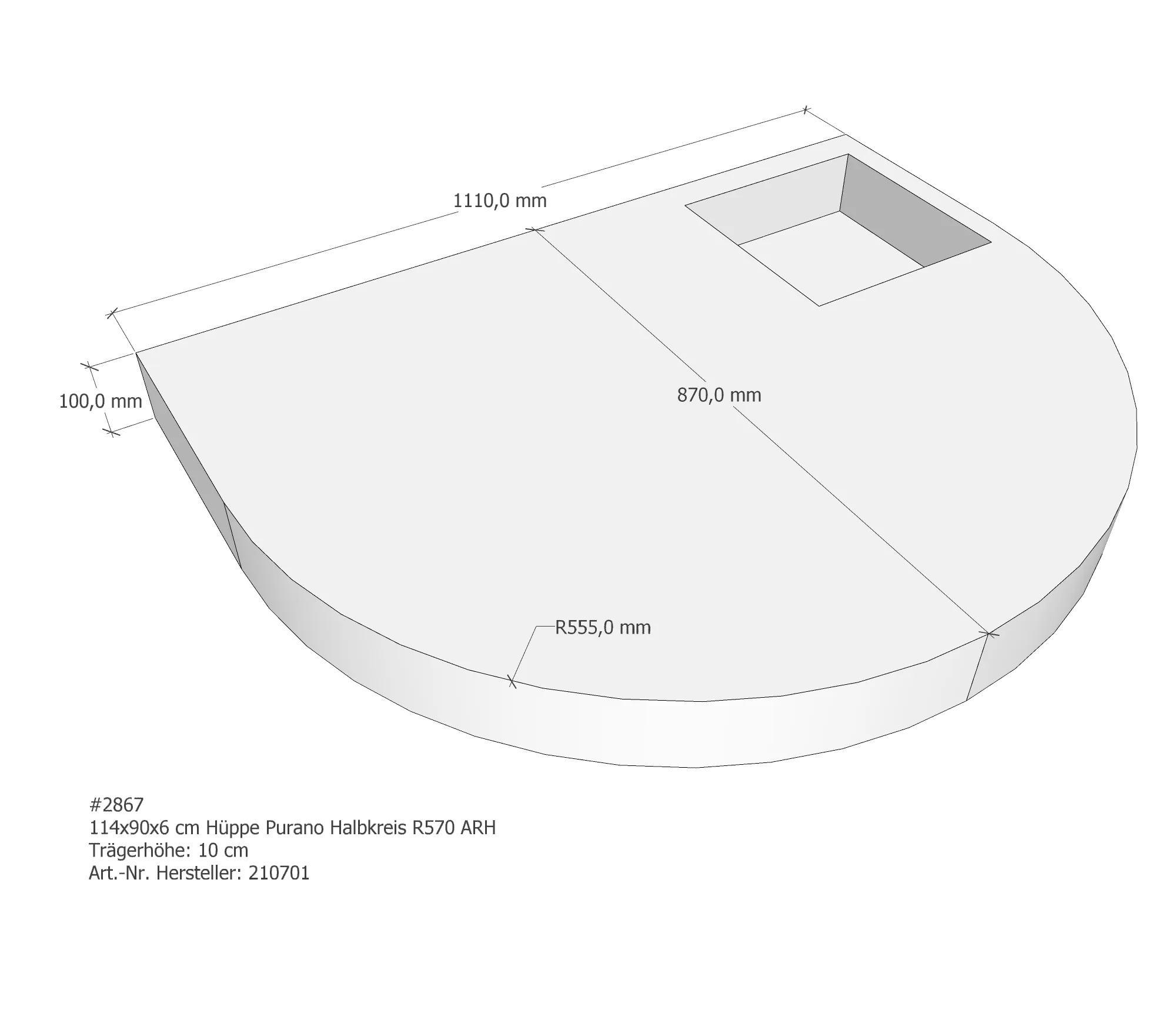 Duschwannenträger für Hüppe Purano 114 × 90 × 2,6 cm Duschwannenträger für Hüppe Purano 114 × 90 × 2,6 cm