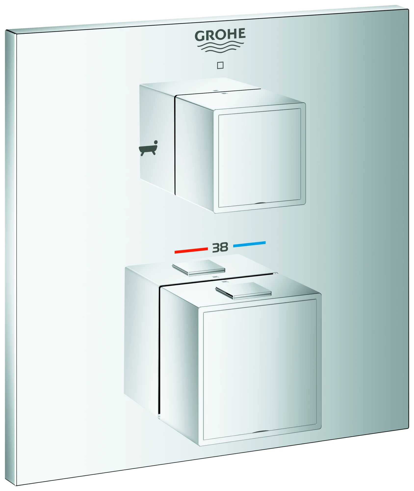 Thermostat-Wannenbatterie Grohtherm Cube 24155, mit integrierter 2-Wege-Umstellung, Fertigmontageset für Rapido SmartBox, chrom