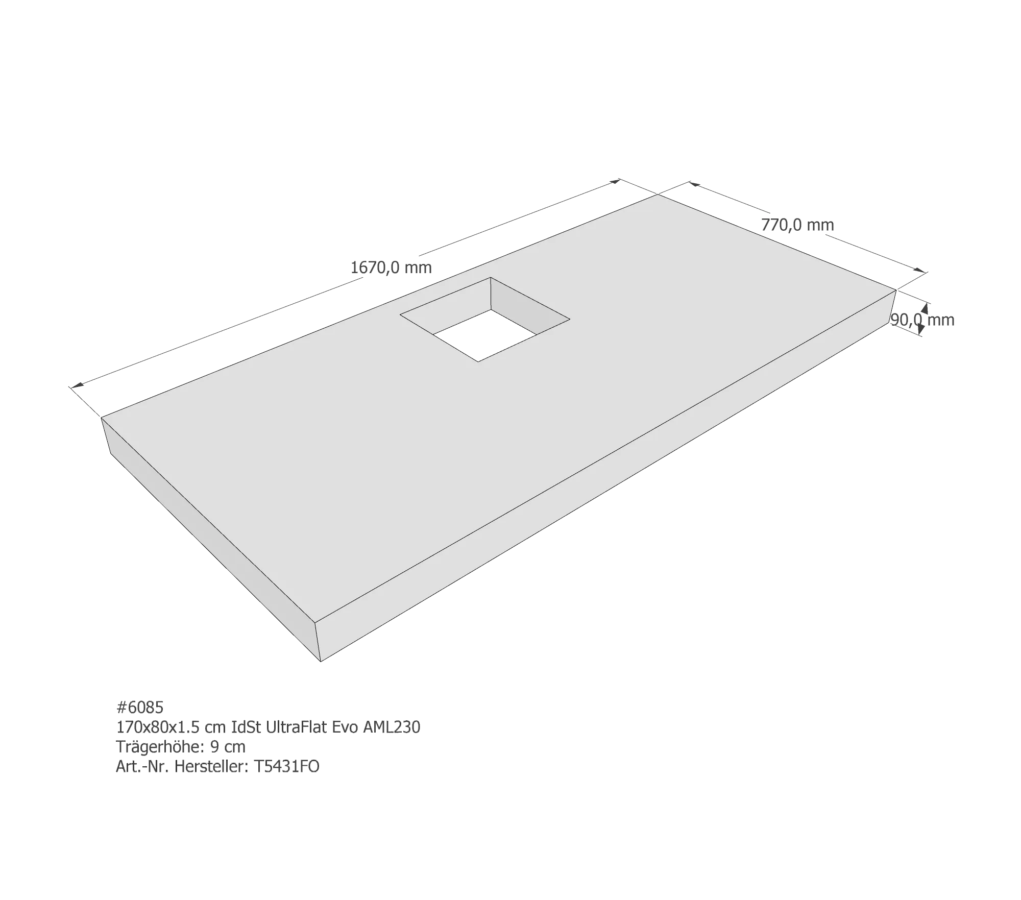 Duschwannenträger passend für Ideal Standard 170 × 80 × 1,5 cm