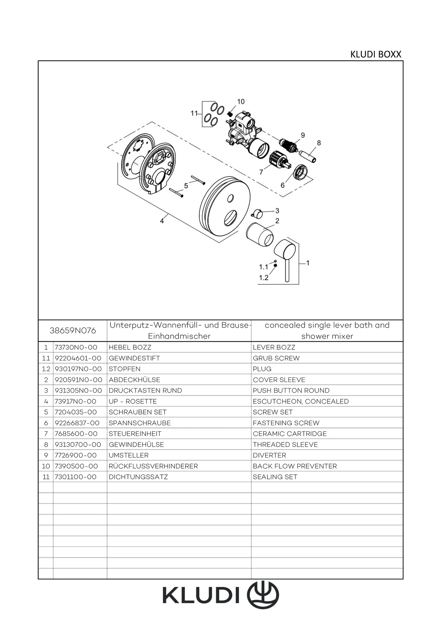 BOZZ UPWafü/Br.EHM Push Set mit Funktionseinheit chrom BOZZ UPWafü/Br.EHM Push Set mit Funktionseinheit chrom