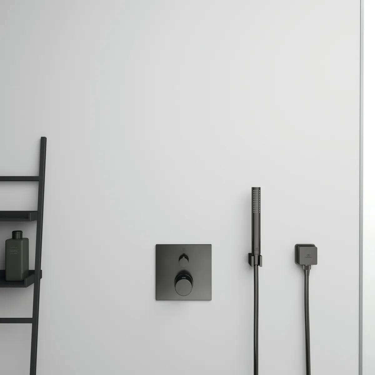 Wandhalter Idealrain, mit eckiger Rosette, für Handbrause, Brushed Gold Wandhalter Idealrain, mit eckiger Rosette, für Handbrause, Brushed Gold