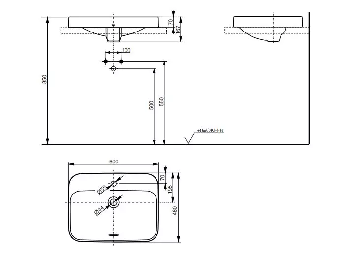 Toto Möbelwaschtisch „LF“ 500 × 460 × 167 mm in weiß Toto Möbelwaschtisch „LF“ 500 × 460 × 167 mm in weiß