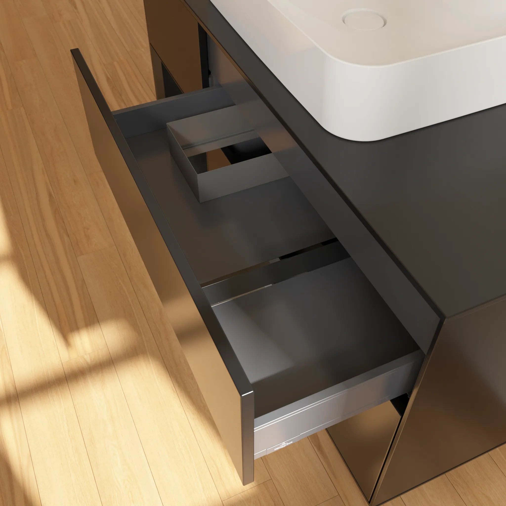 Villeroy & Boch Waschtischunterschrank „Finion“ für Schrankwaschtisch 1200 × 603 × 501 mm Black Matt Lacquer, für Becken mittig