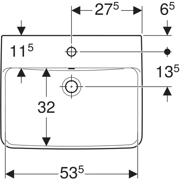Wandwaschtisch „Renova Plan“, rechteckig 55 × 44 cm in weiß alpin Wandwaschtisch „Renova Plan“, rechteckig 55 × 44 cm in weiß alpin