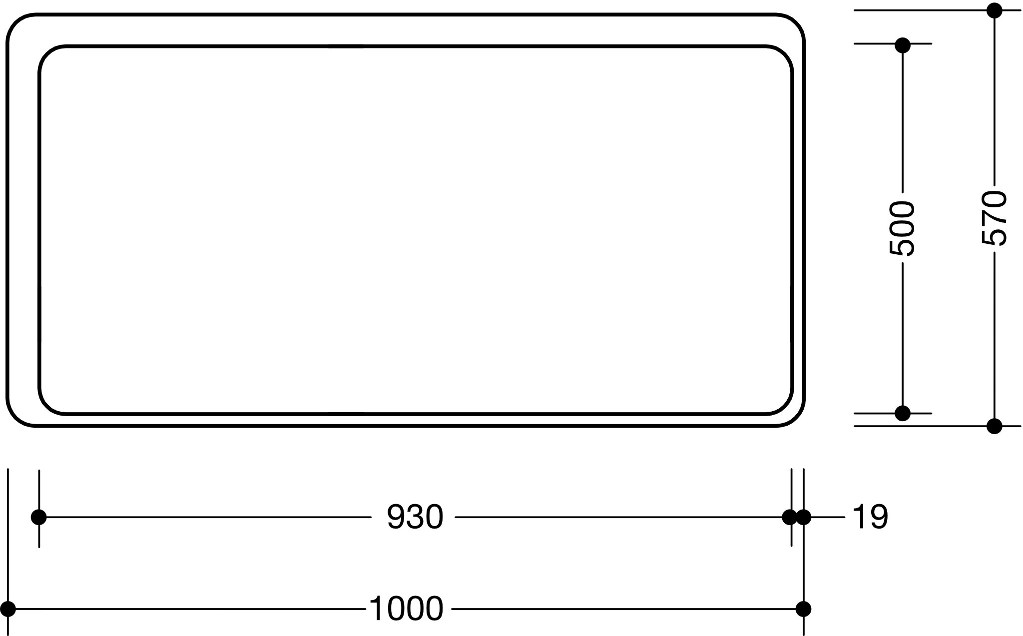 HEWI Spiegel 57 × 100 cm