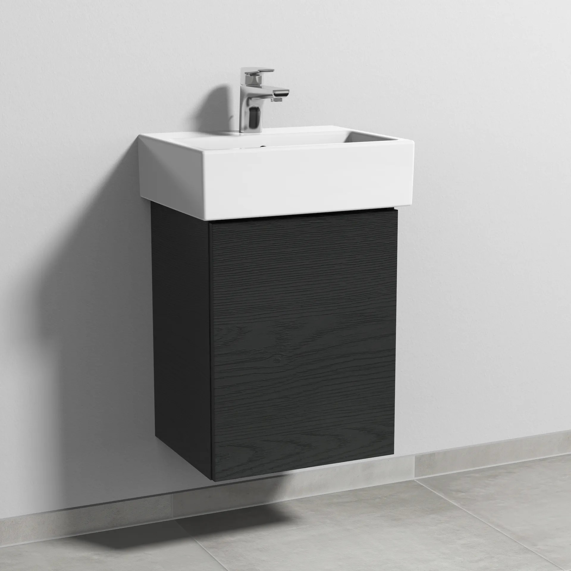 Sanipa Waschtischunterschrank „3way“ passend zu Keramik-Waschtische Vero Air von Duravit 400 × 520 × 332 mm in Black Oak, Anschlag rechts