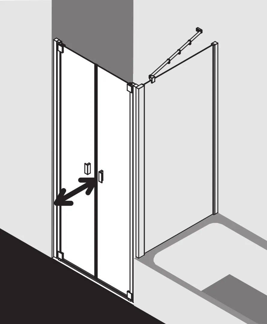 Kermi Pendeltür für Nische und Ecke „RAYA“ Glas Klar, Profile Silber Mattglanz, BV: 708 - 768 mm GAK: 695 - 745 mm WE: 708 - 768 mm H: 1850 mm