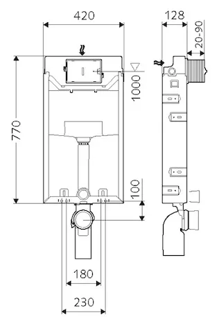 WC-Modul MONTUS, Typ C-N 120, B 42 cm x H 77 cm, Rahmen verzinkt