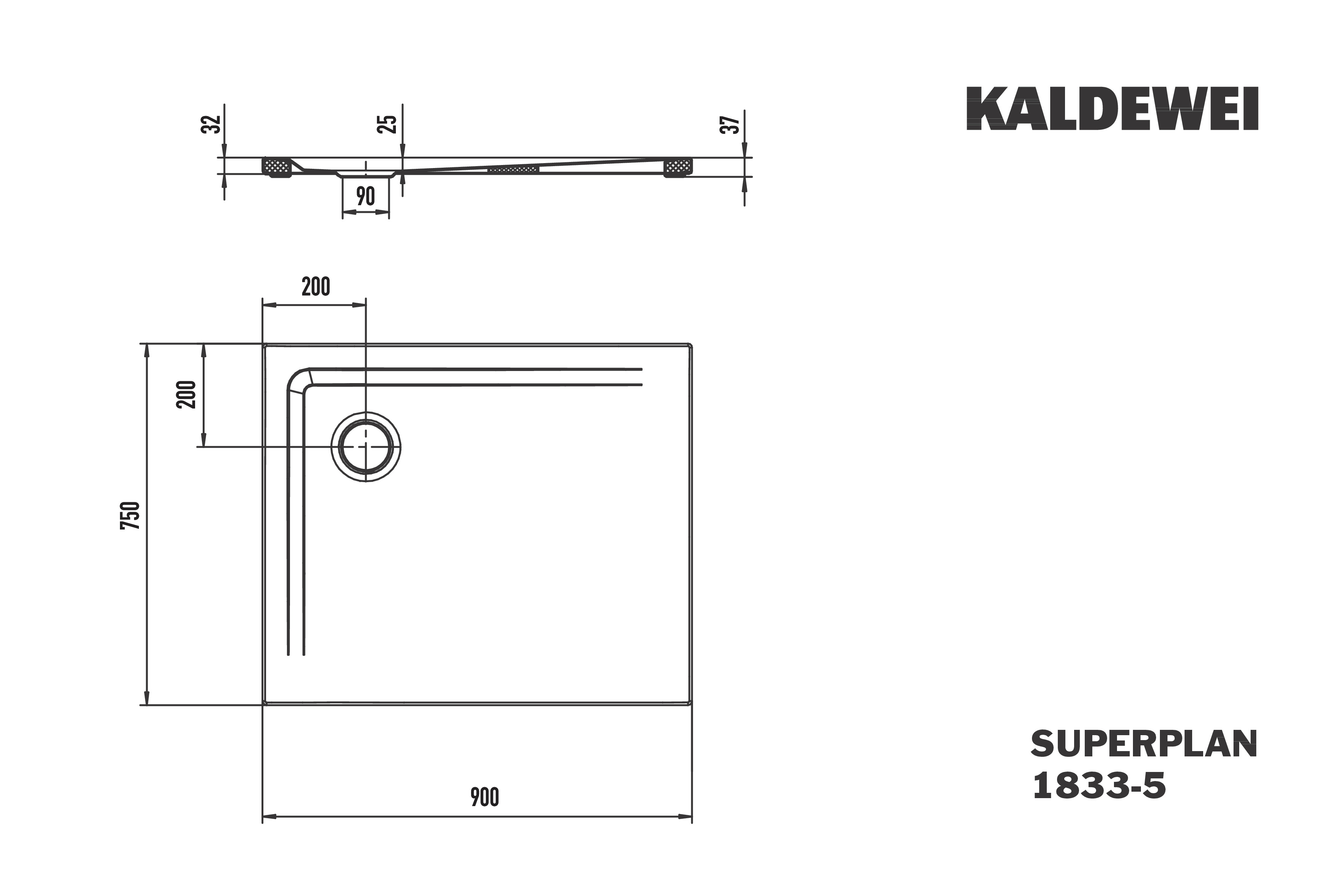 Kaldewei Duschwanne „Superplan“ 75 × 90 cm