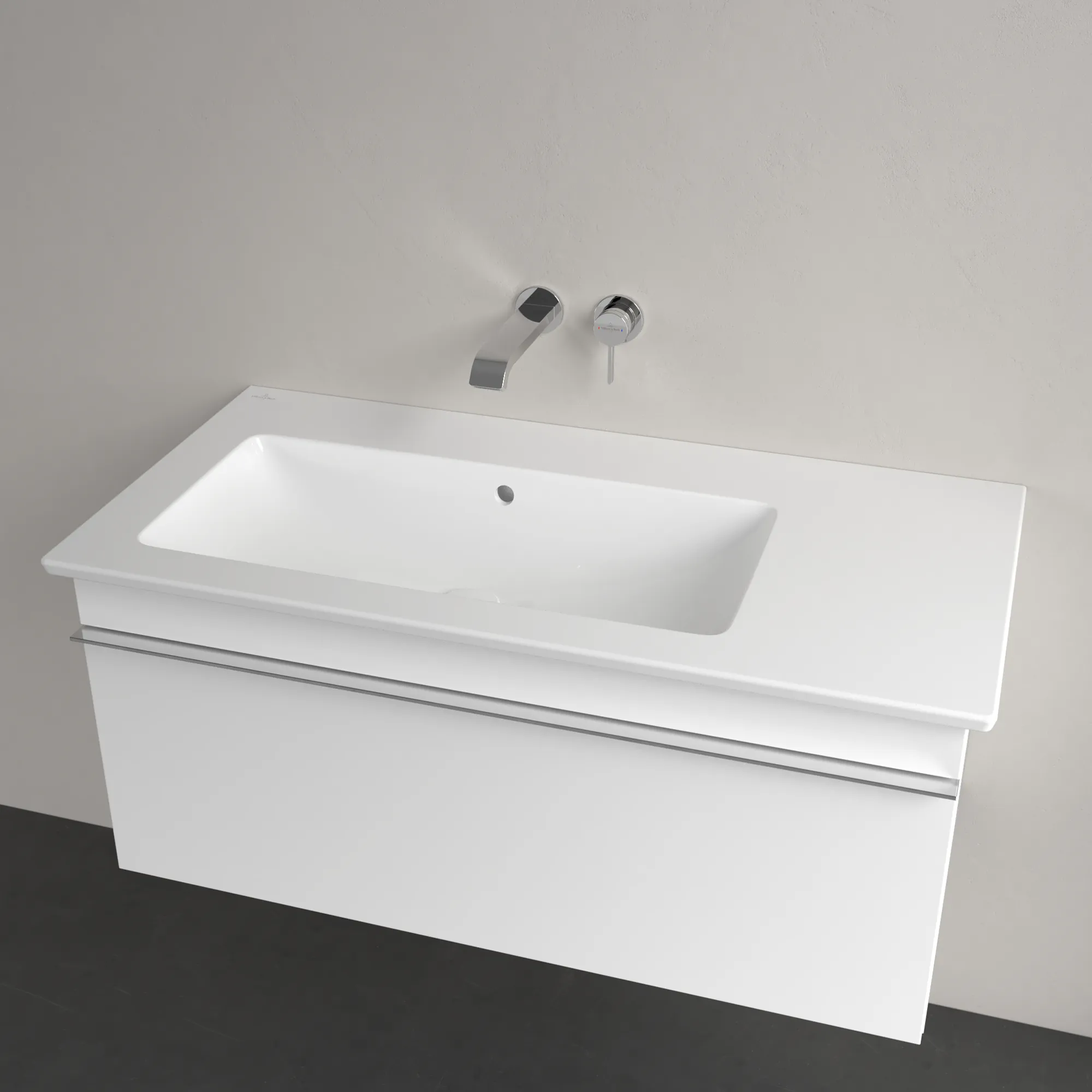Villeroy & Boch Wandwaschtisch „Venticello“ 1000 × 500 × 170 mm, ohne Hahnlochbohrung, für Becken links in Weiß Alpin Villeroy & Boch Wandwaschtisch „Venticello“ 1000 × 500 × 170 mm, ohne Hahnlochbohrung, für Becken links in Weiß Alpin