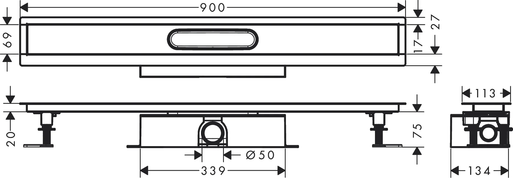 Hansgrohe uBox universal Komplettset für Standardinstallation 900 mm, passend zu RainDrain Rock und Match Fertigsets, Edelstahl V2A Hansgrohe uBox universal Komplettset für Standardinstallation 900 mm, passend zu RainDrain Rock und Match Fertigsets, Edelstahl V2A