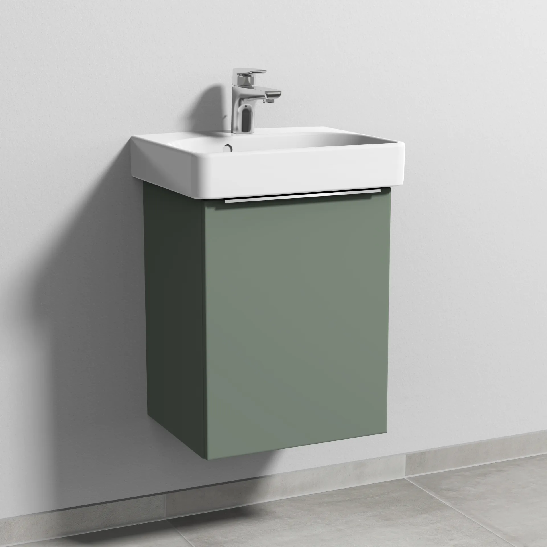 Sanipa Waschtischunterschrank „3way“ 400 × 523 × 332 mm in Soft-Green, Anschlag rechts Sanipa Waschtischunterschrank „3way“ 400 × 523 × 332 mm in Soft-Green, Anschlag rechts
