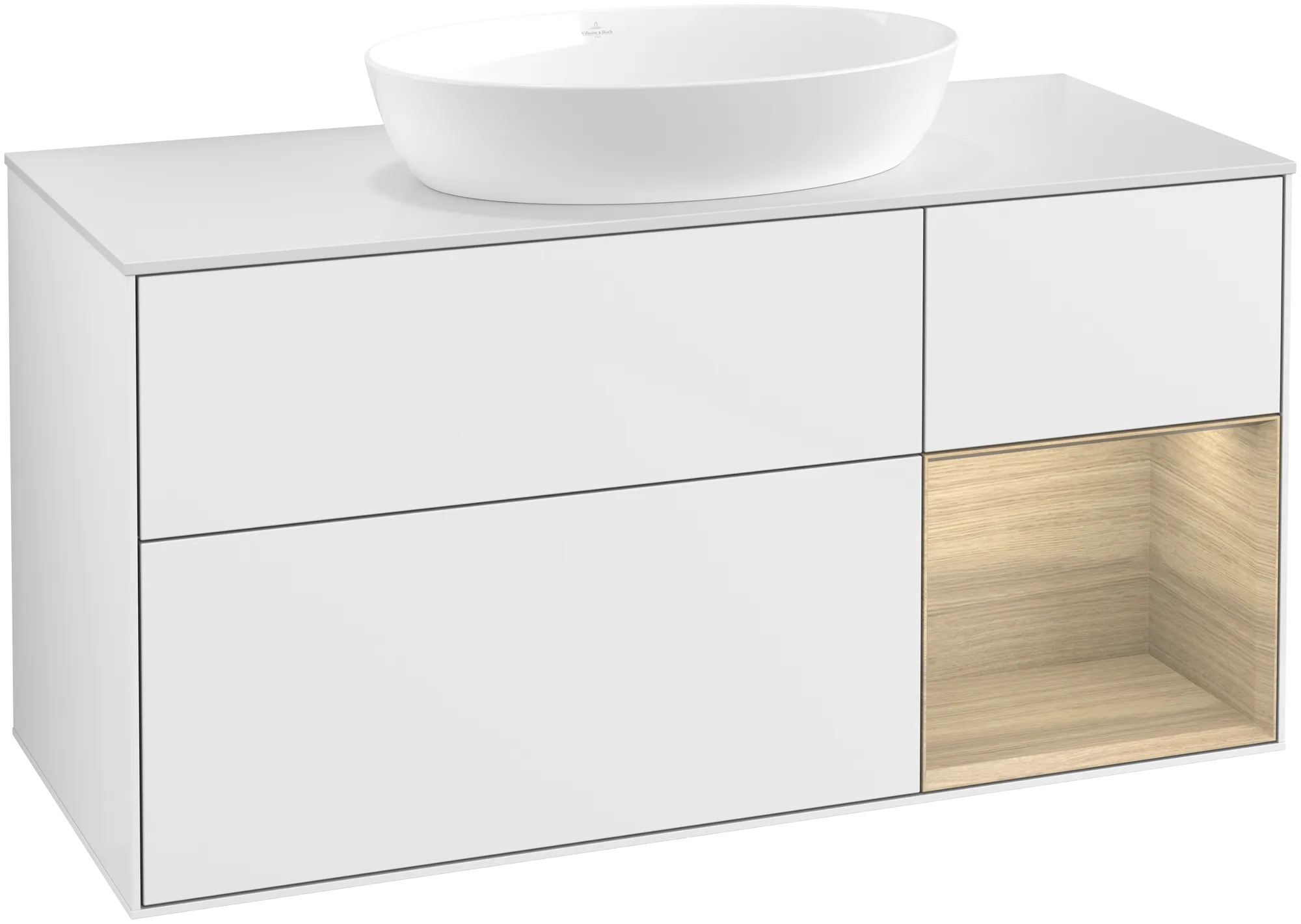 Villeroy & Boch Finion GA7 Waschbeckenunterschrank Glossy White Lacquer / Oak Veneer / Glass White Matt