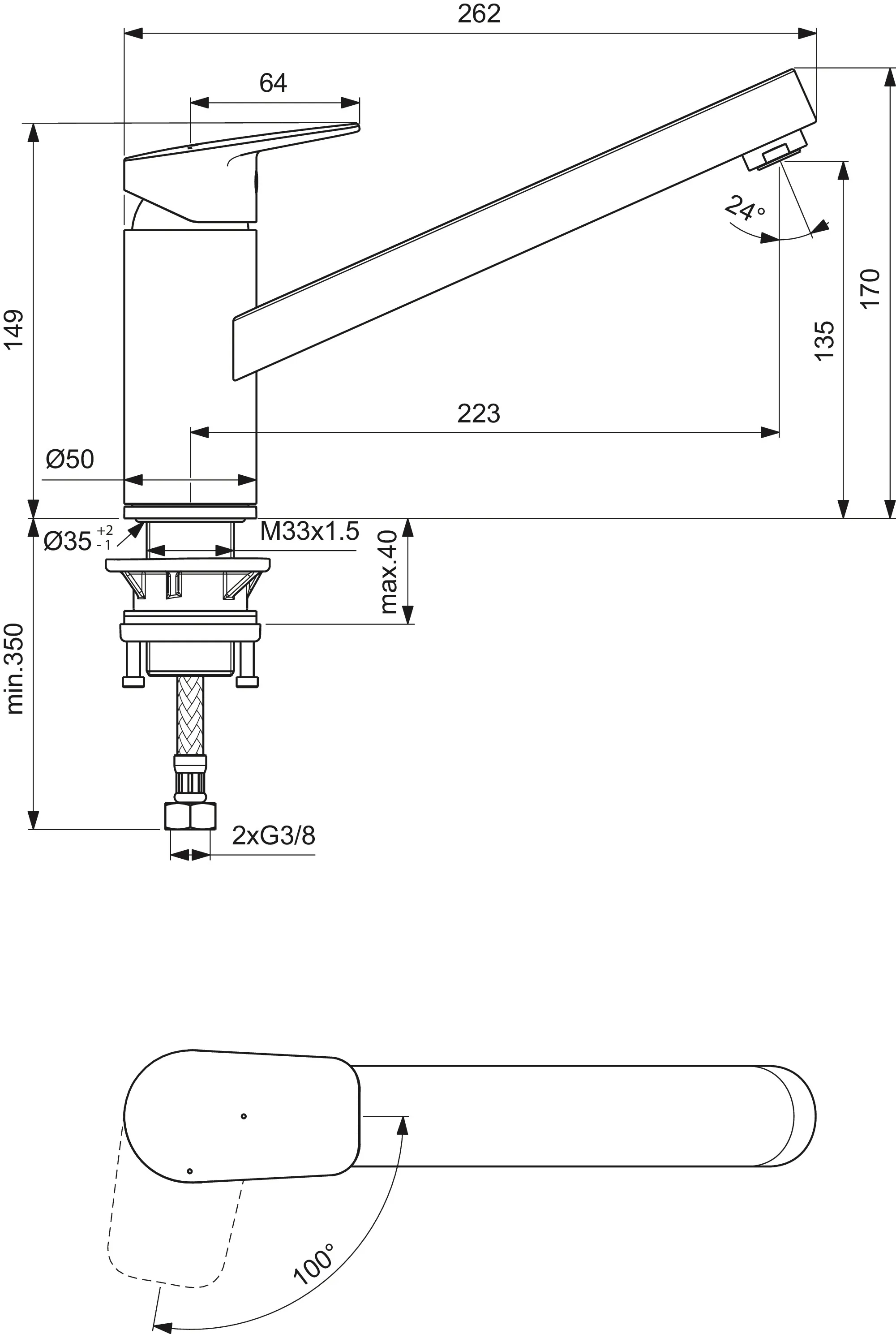 Ideal Standard Küchenarmatur Ceraplan BD310AA BlueStart Chrom, DN 15, Ausladung 223mm Ideal Standard Küchenarmatur Ceraplan BD310AA BlueStart Chrom, DN 15, Ausladung 223mm