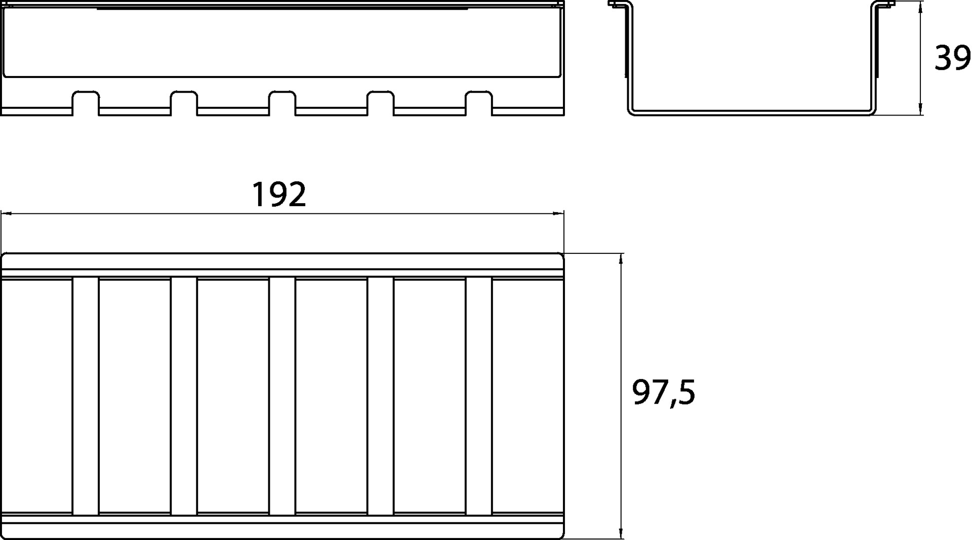 liaison Korb für Reling flach, 192 × 39 × 98 mm, chrom