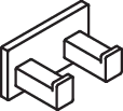 Doppelhaken, Edelstahl, pulverbeschichtet, Breite 75 mm, Tiefe 44 mm, in Farbe DC (Schwarz tiefmatt)