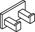 Doppelhaken, Edelstahl, pulverbeschichtet, Breite 75 mm, Tiefe 44 mm, in Farbe DC (Schwarz tiefmatt) Doppelhaken, Edelstahl, pulverbeschichtet, Breite 75 mm, Tiefe 44 mm, in Farbe DC (Schwarz tiefmatt)