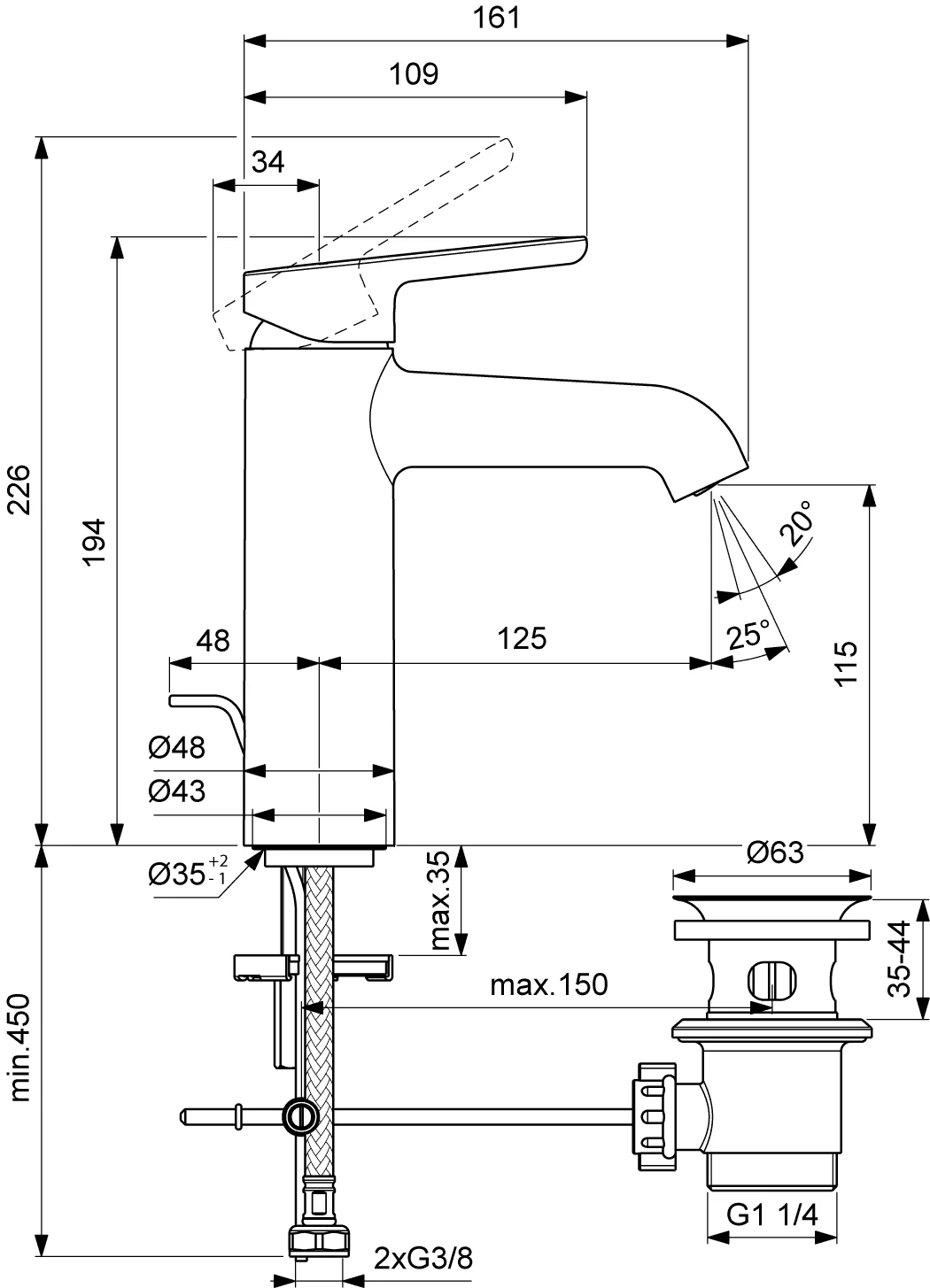 Villeroy & Boch Skyla Einhebel-Waschtischarmatur Standmontage